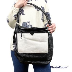 Latico Leather Shoulder Bag in Black and White NWT